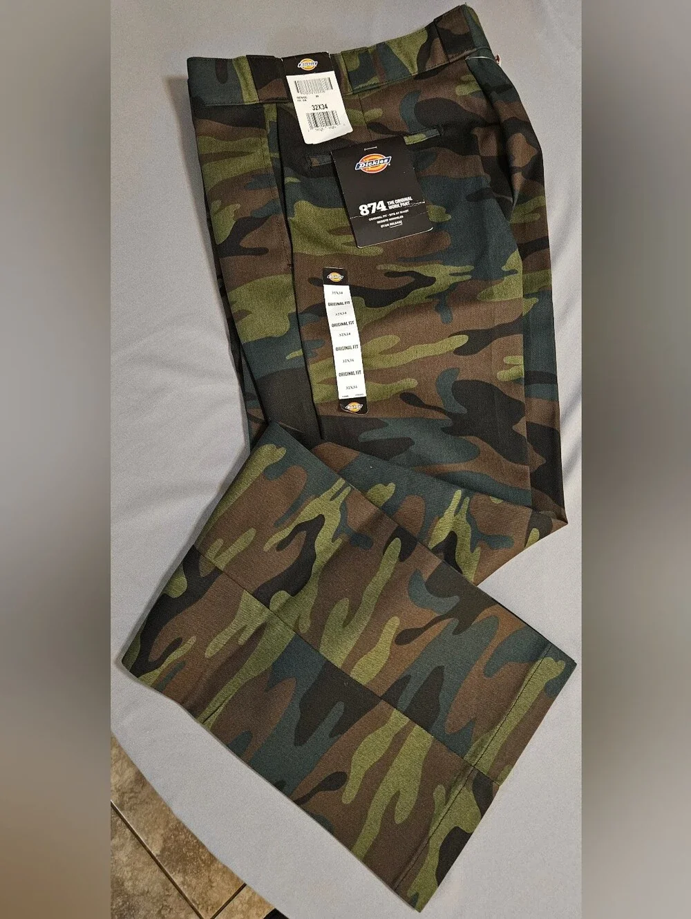 Dickies 874 Original Fit Camo Work Pants Men Size 32x34 NWT